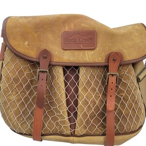 Vintage rock creek cattle company leather trout fishing bag 18x15x5